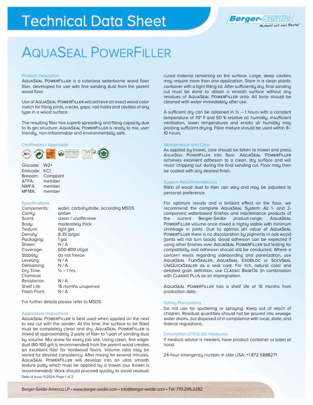 BERGER-SEIDLE | AQUA-CHOICE POWERFILLER/PAFUKI (1 GALLON)