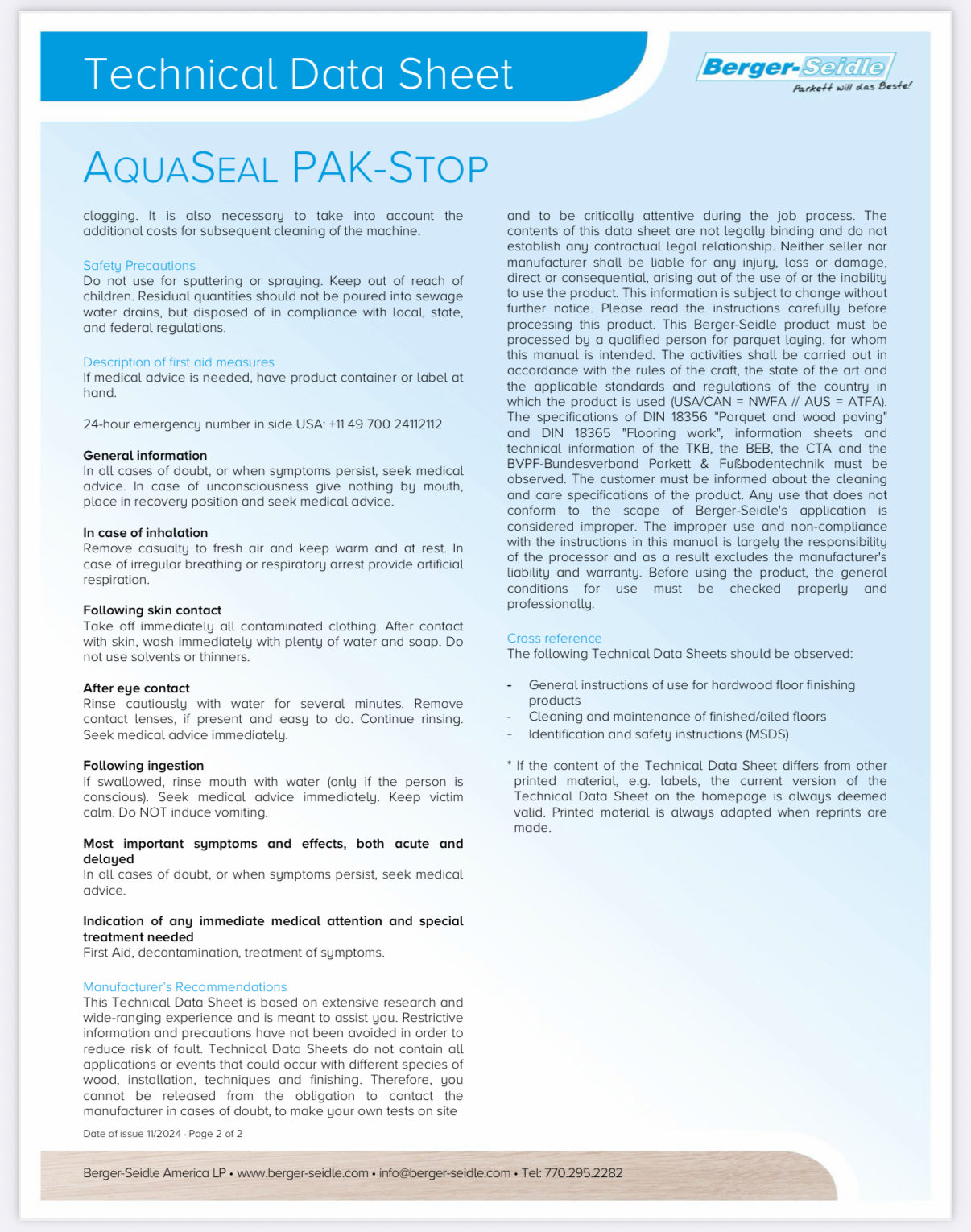 BERGER-SEIDLE | AQUA-SEAL PAK STOP WOOD FILLER (1 GALLON)